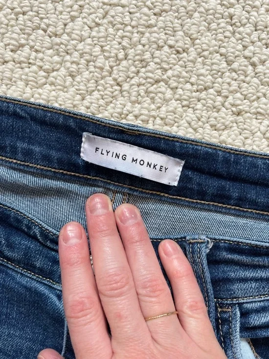 Flying Monkey Distressed Jeans in Medium Blue - Picture 4 of 5